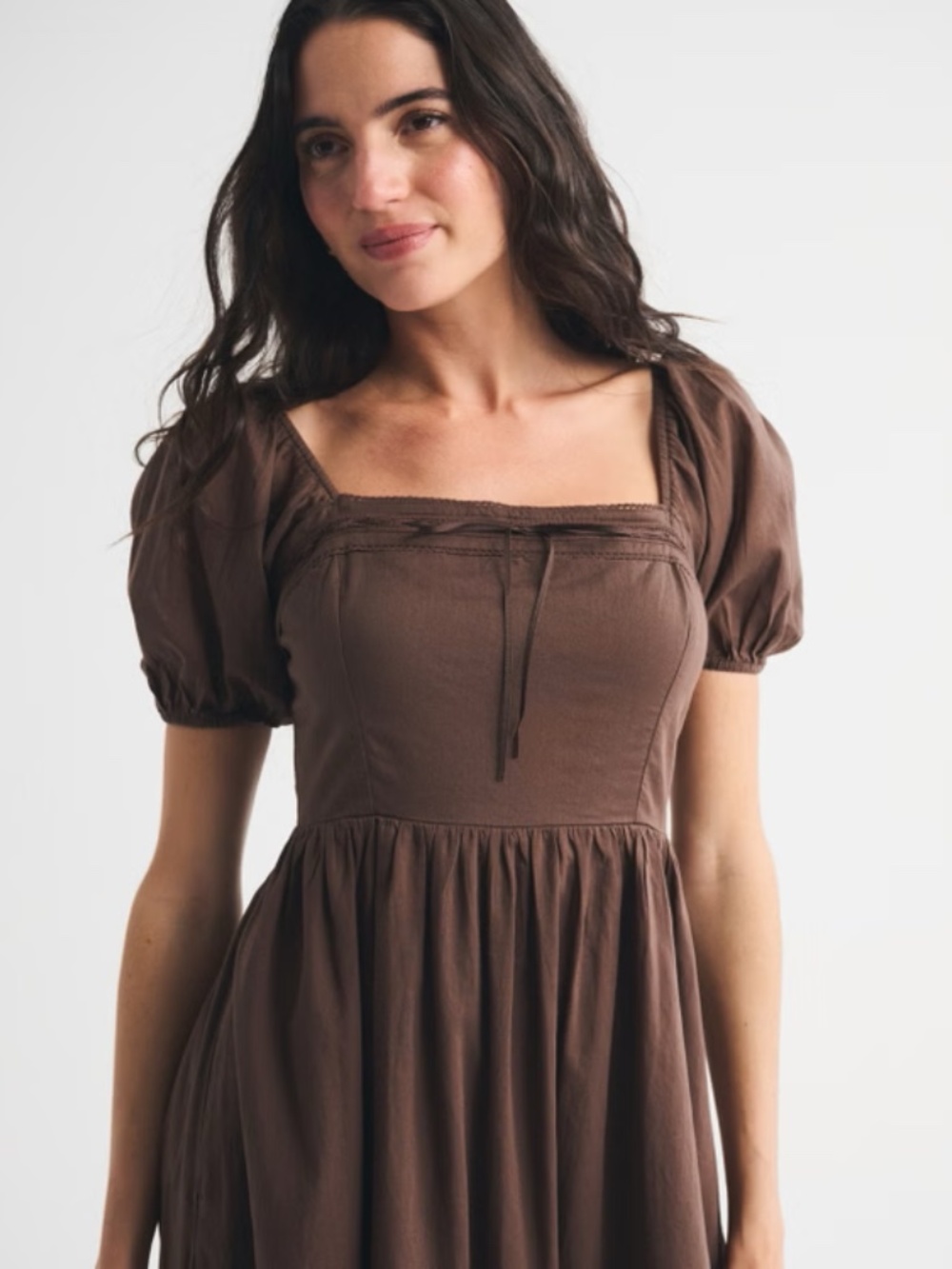 Abercrombie Emerson Puff Sleeve Midi Dress - L - Picture 3 of 7